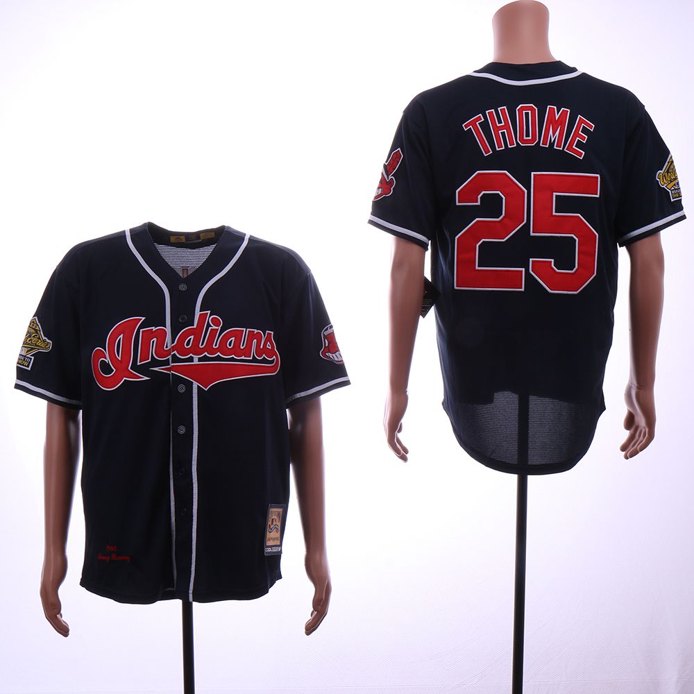 Men Cleveland Indians #25 Thome Blue Throwback 1995 MLB Jerseys->cleveland indians->MLB Jersey